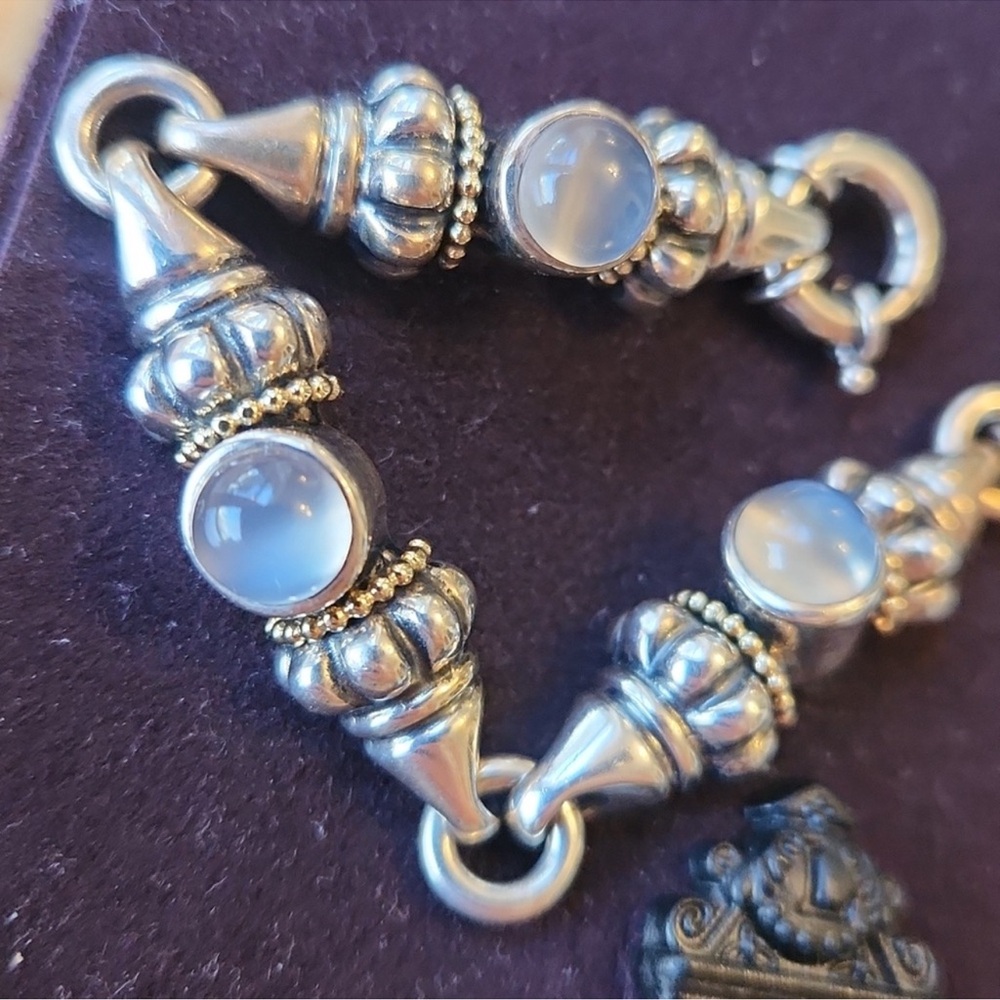 Lagos Caviar silver & gold MOONSTONE!! bracelet 7 3/4 inch great condition! - Picture 5 of 9